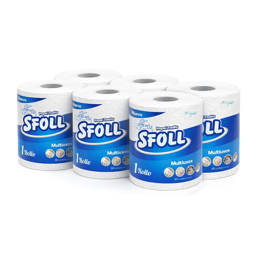 PAPEL TOALLA JUMBO BLANCO 70M APROX MARCA SFOLL