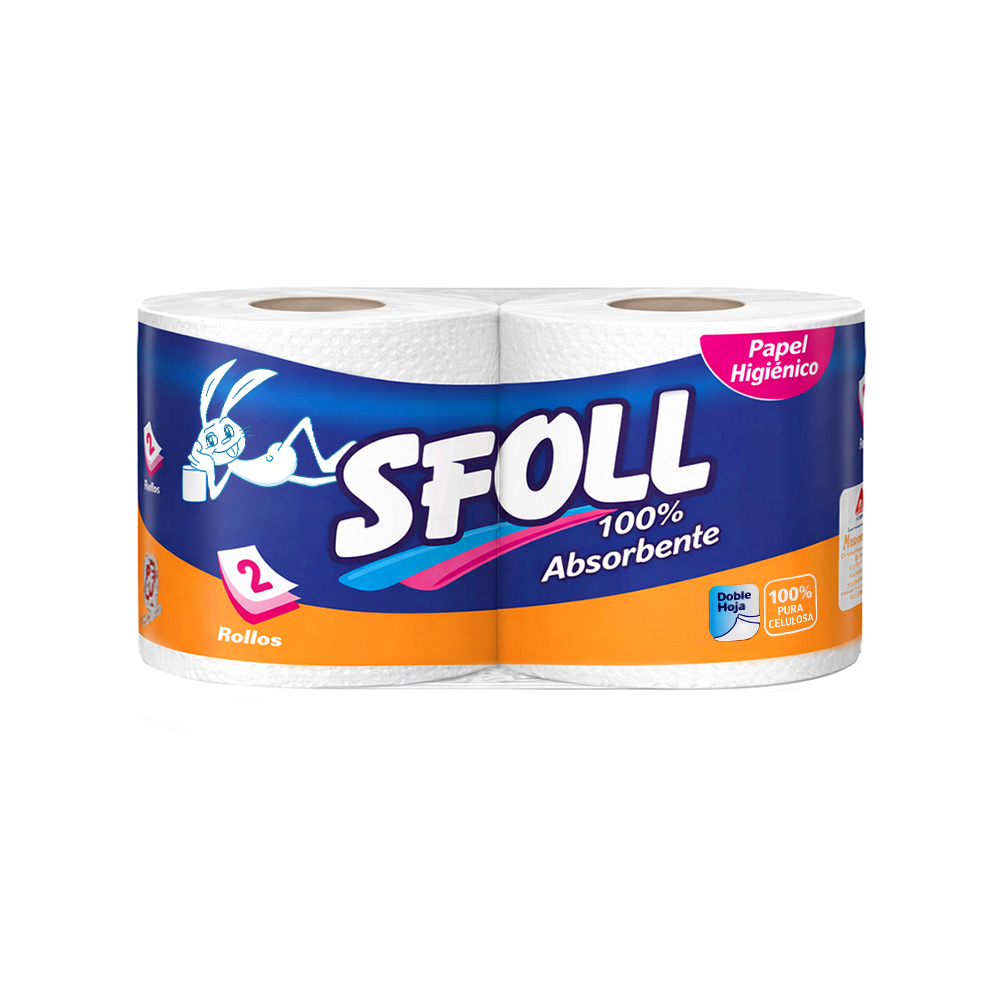 PAPEL HIGIÉNICO DOBLE HOJA PRECORTADO X 2 ROLLOS – DÚO SFOLL