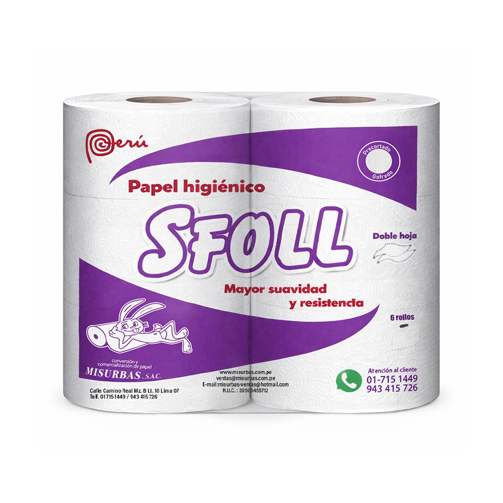 PAPEL HIGIÉNICO DOBLE HOJA ECONÓMICO X 6 ROLLOS