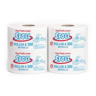 papel toalla jumbo blanco de 300m, paquete de 2 rollos